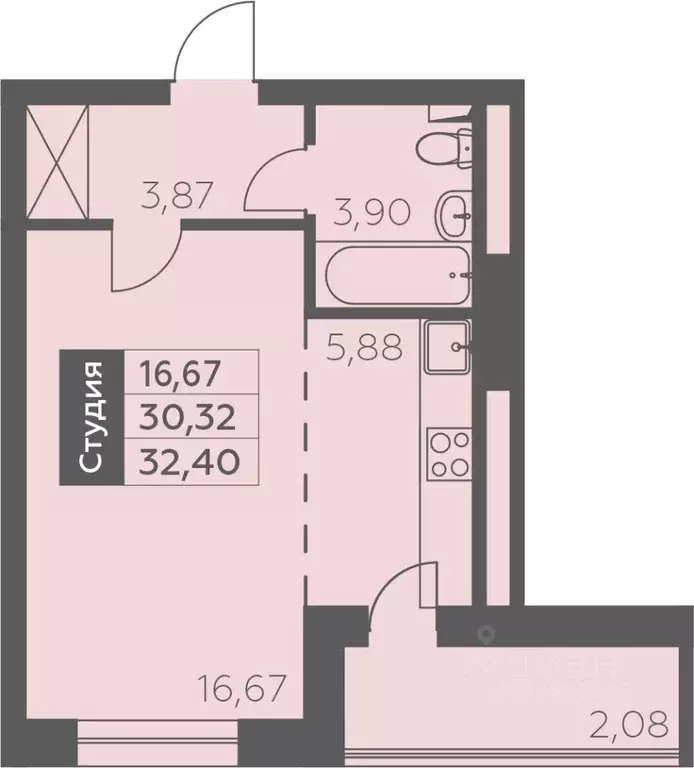 1-к кв. Башкортостан, Уфа ул. Орджоникидзе, 34 (32.4 м) - Фото 0