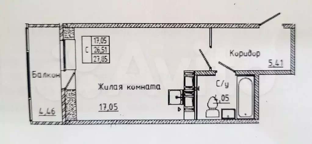 Квартира-студия, 26,5 м, 12/13 эт. - Фото 0