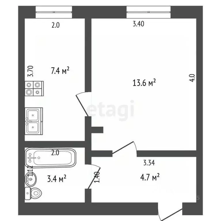 1-к кв. Кемеровская область, Юрга ул. Ленина, 21А (29.1 м) - Фото 2