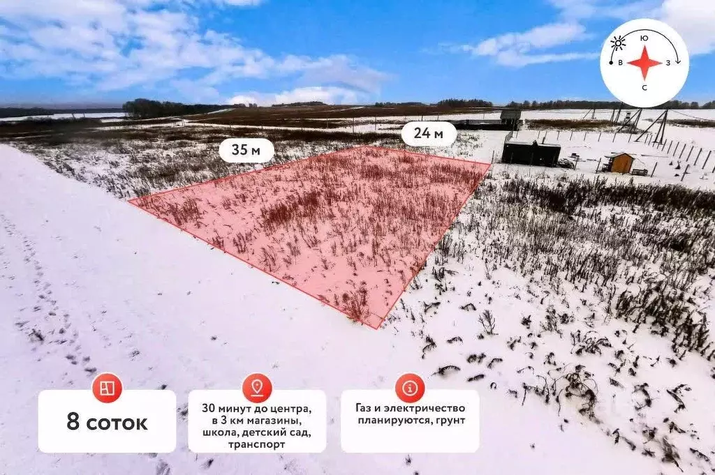 Участок в Тюменская область, Тюменский муниципальный округ, ... - Фото 1