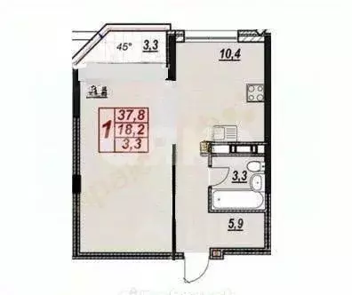 1-к кв. Краснодарский край, Анапа Крестьянская ул., 27к3 (41.0 м) - Фото 2