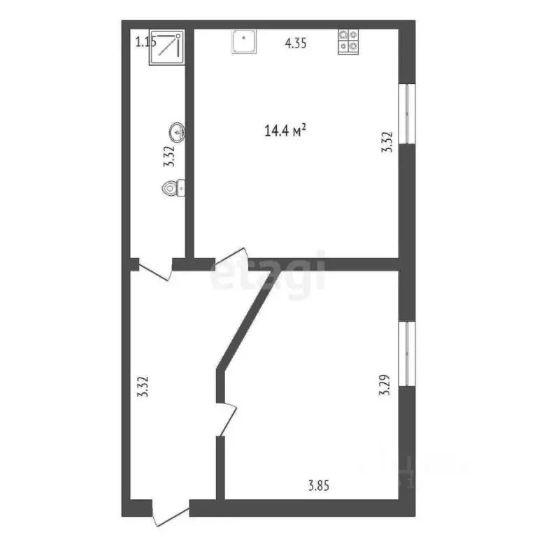 1-к кв. Ханты-Мансийский АО, Ханты-Мансийск ул. Сутормина, 15 (36.0 м) - Фото 1