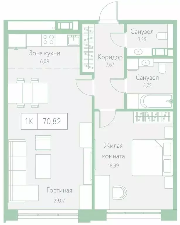 1-комнатная квартира: Хабаровск, Доступный переулок, 14 (70.82 м) - Фото 0