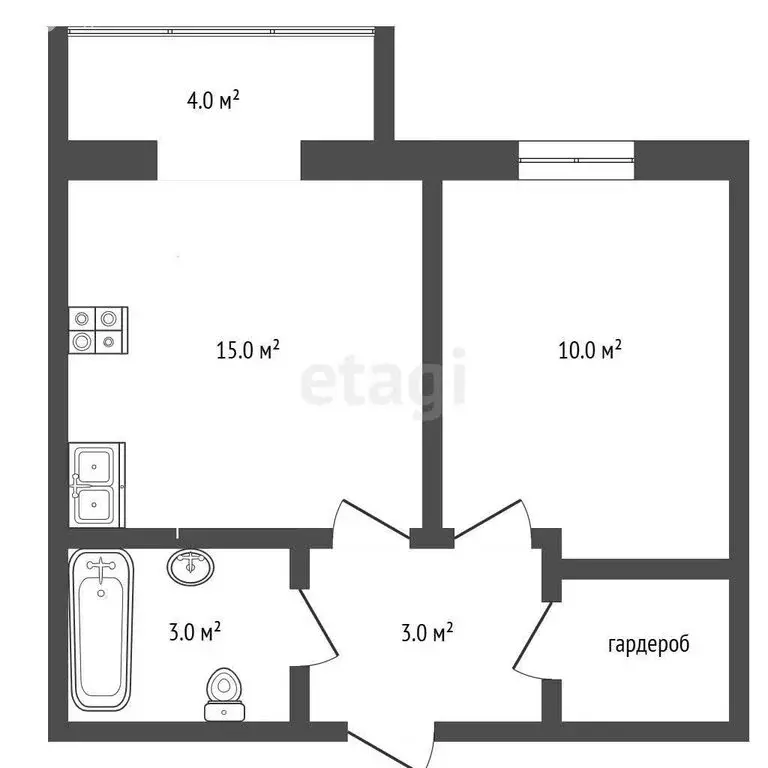 1-комнатная квартира: Новая Адыгея, Бжегокайская улица, 19к2 (33.1 м) - Фото 1