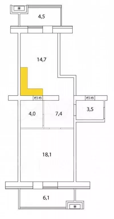 2-к. квартира, 54 м, 1/4 эт. - Фото 0