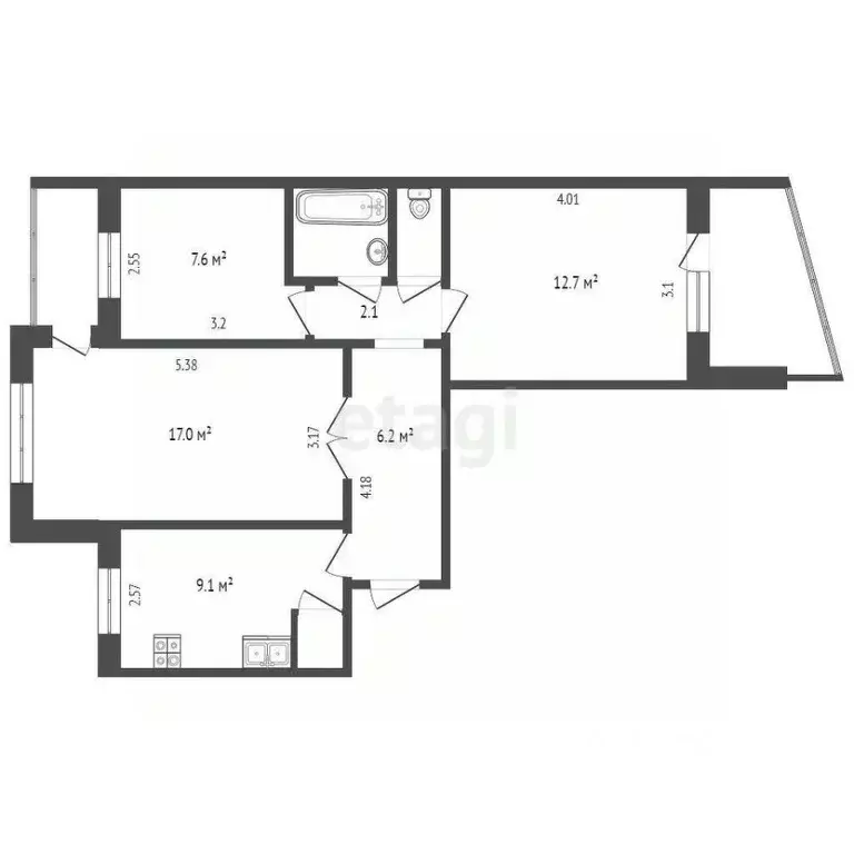 3-к кв. Крым, Симферополь ул. Героев Сталинграда (63.1 м) - Фото 1