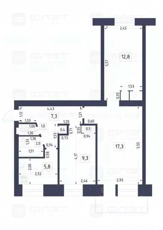 3-к кв. Татарстан, Казань ул. Академика Арбузова, 46/12 (58.0 м) - Фото 1