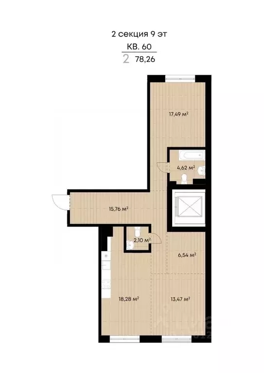 2-к кв. Иркутская область, Иркутск ул. Лебедева-Кумача, 25 (78.26 м) - Фото 0