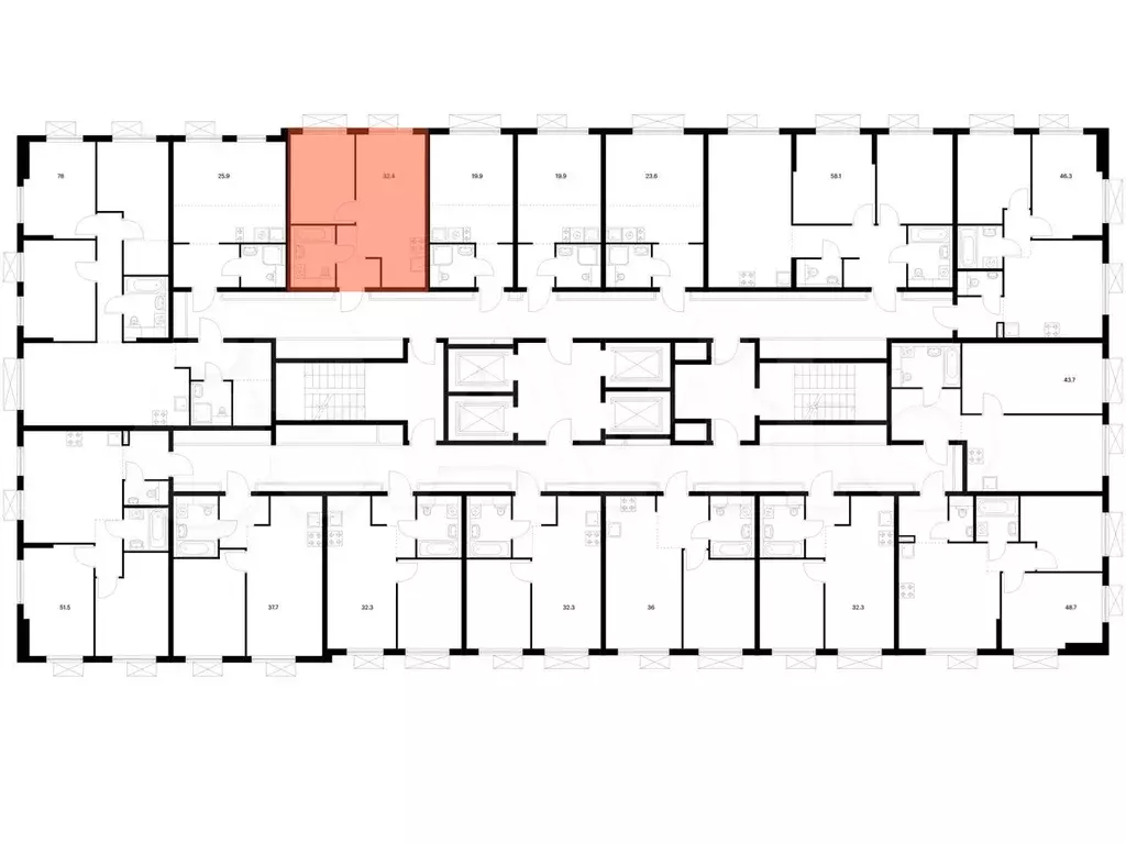 1-к. квартира, 32,4м, 13/25эт. - Фото 1