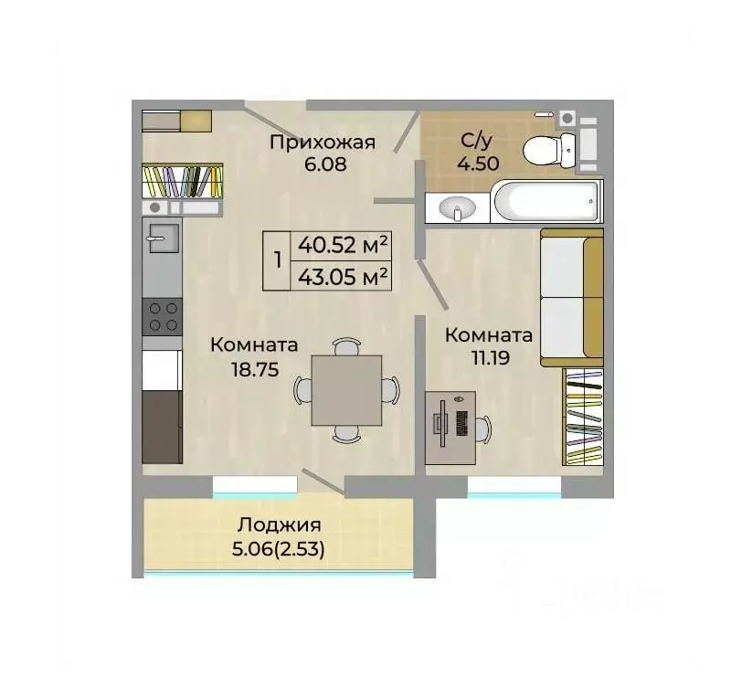 2-к кв. Челябинская область, Миасс бул. Карпова, 3 (43.05 м) - Фото 0