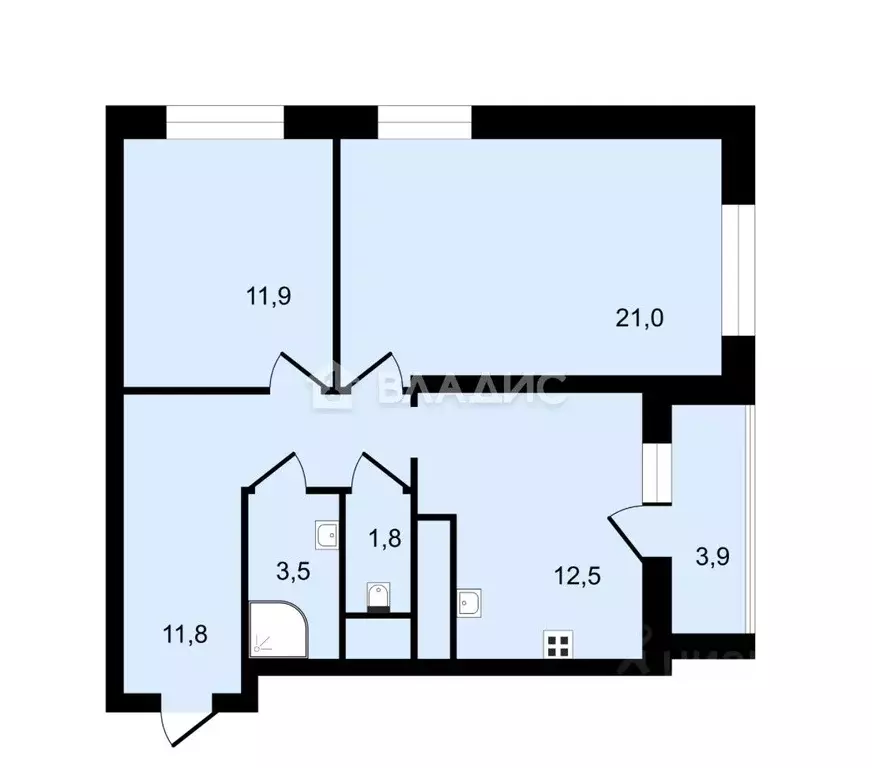 2-к кв. Москва Рябиновая ул., 3к1 (62.7 м) - Фото 1