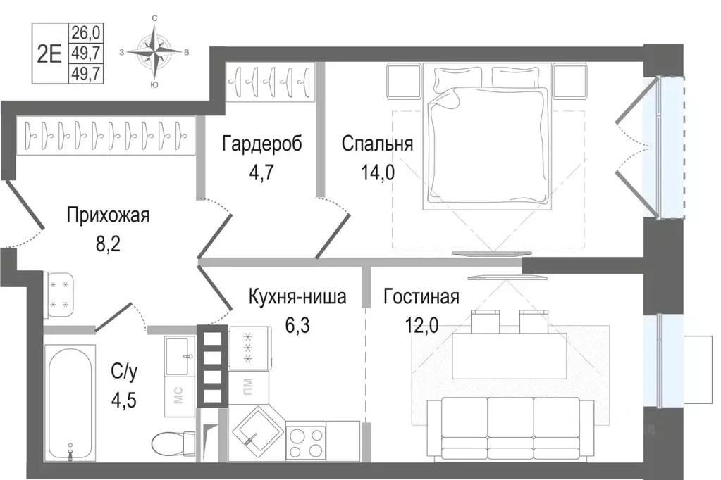 2-к кв. Московская область, Королев Первомайский мкр, Киноквартал ... - Фото 1