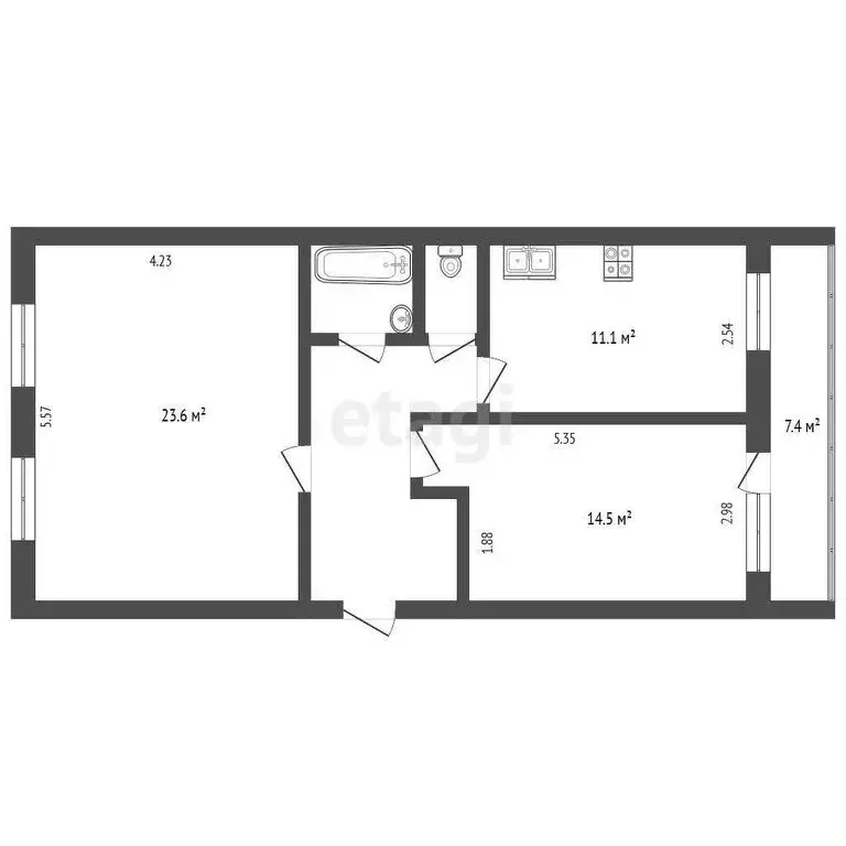 3-комнатная квартира: Калуга, улица Генерала Попова, 14/1 (72 м) - Фото 1
