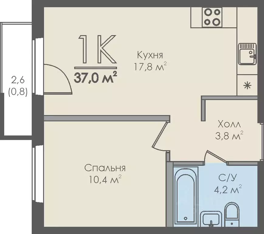 1-к кв. Новгородская область, Великий Новгород 6-й кв-л,  (37.0 м) - Фото 0