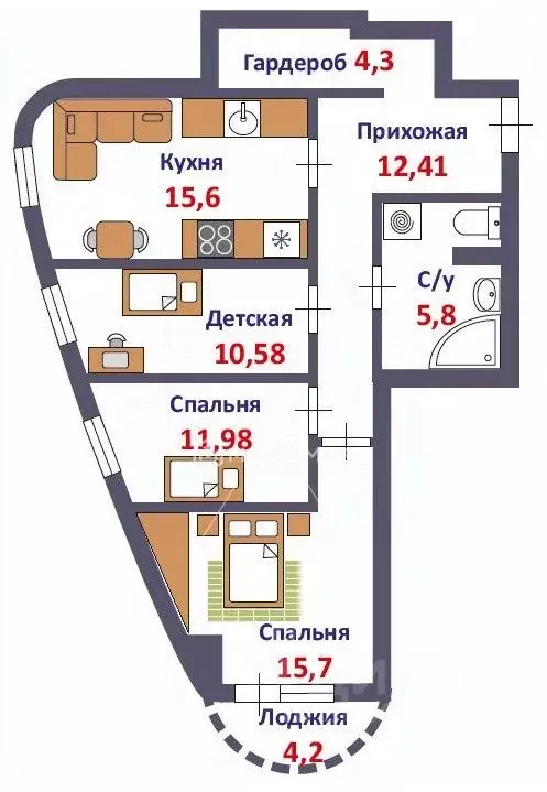 4-к кв. Кировская область, Киров ул. Калинина, 40 (82.3 м) - Фото 1