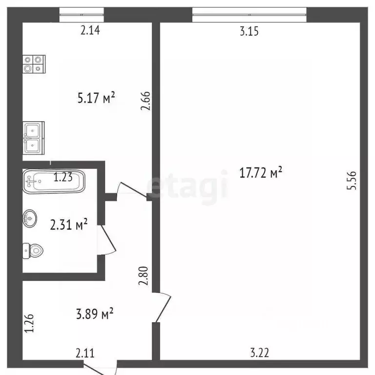 1-к кв. Крым, Симферопольский район, Молодежное пгт ул. Крымская (29.8 ... - Фото 1