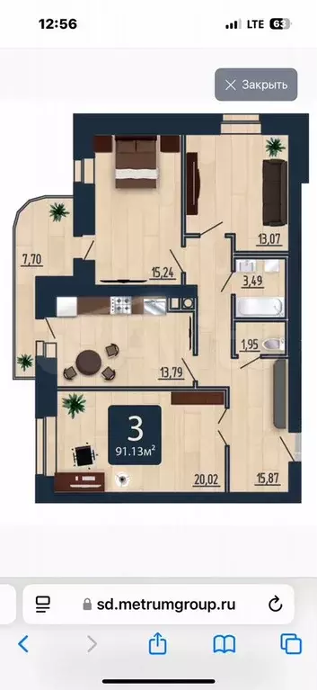 3-к. квартира, 90,1 м, 8/9 эт. - Фото 1