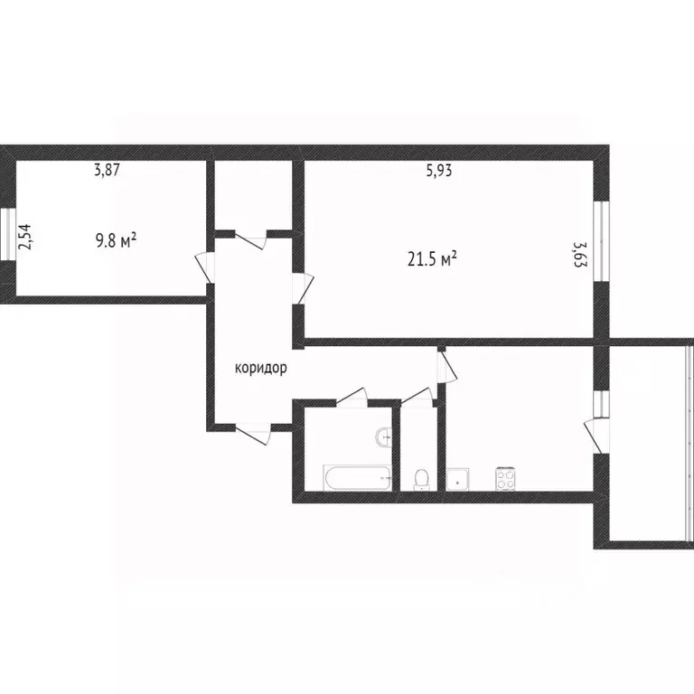 2-к кв. Ханты-Мансийский АО, Сургут Ленинградская ул., 17 (58.8 м) - Фото 0