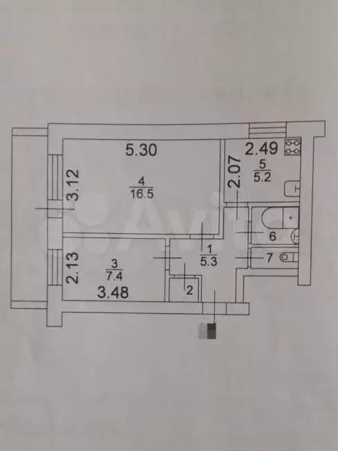 2-к. квартира, 38,1 м, 1/1 эт. - Фото 0