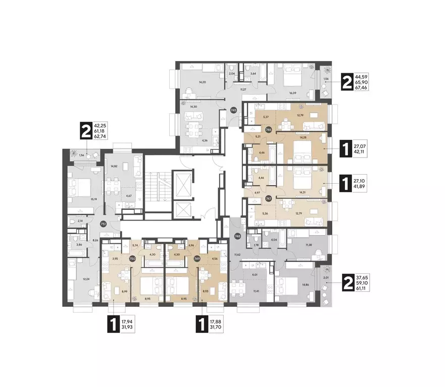 2-к кв. Московская область, Пушкино Публицист жилой комплекс (61.11 м) - Фото 2