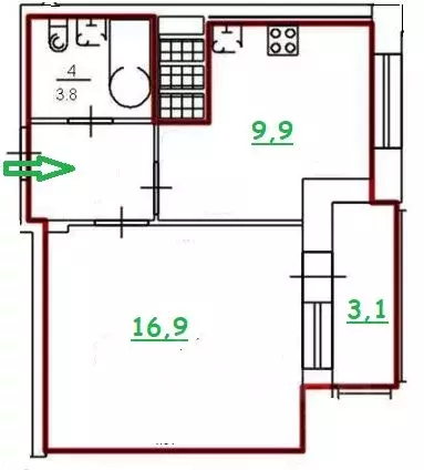 1-к кв. Санкт-Петербург ул. Русановская, 11 (34.2 м) - Фото 2