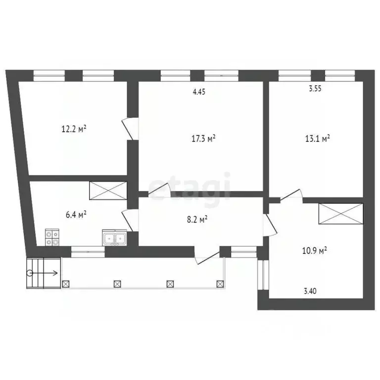 4-к кв. Крым, Бахчисарай ул. Севастопольская, 89 (68.4 м) - Фото 1