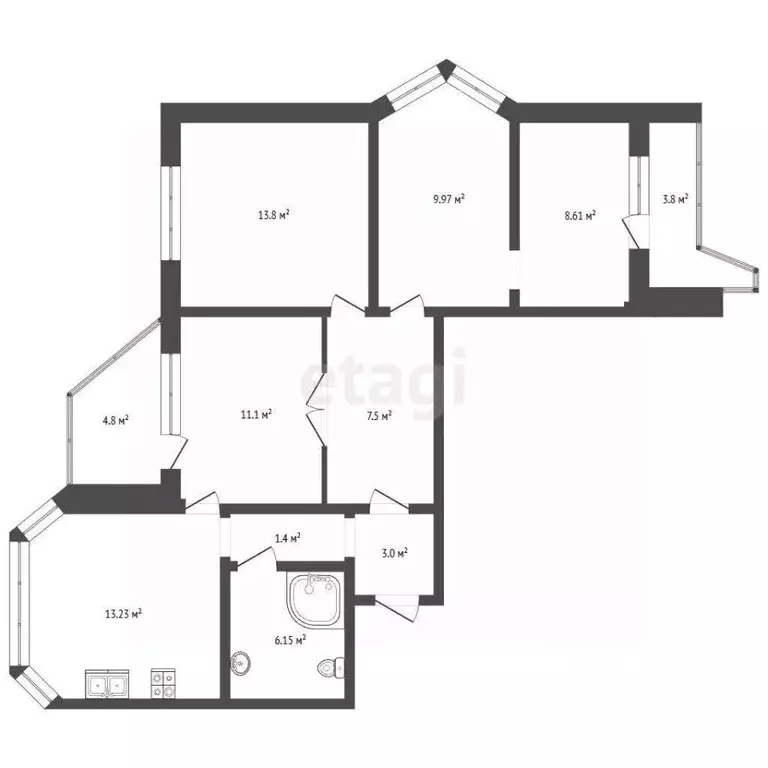 3-к кв. Москва Болотниковская ул., 36к6 (75.0 м) - Фото 2