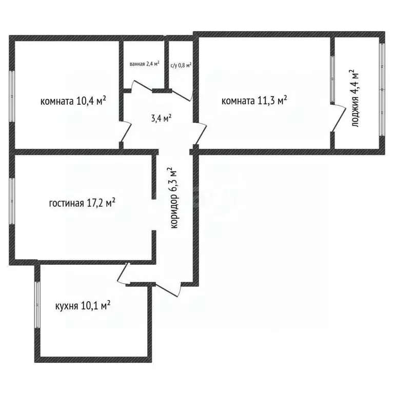3-к кв. Адыгея, Майкоп ул. 12 Марта, 132 (63.1 м) - Фото 2