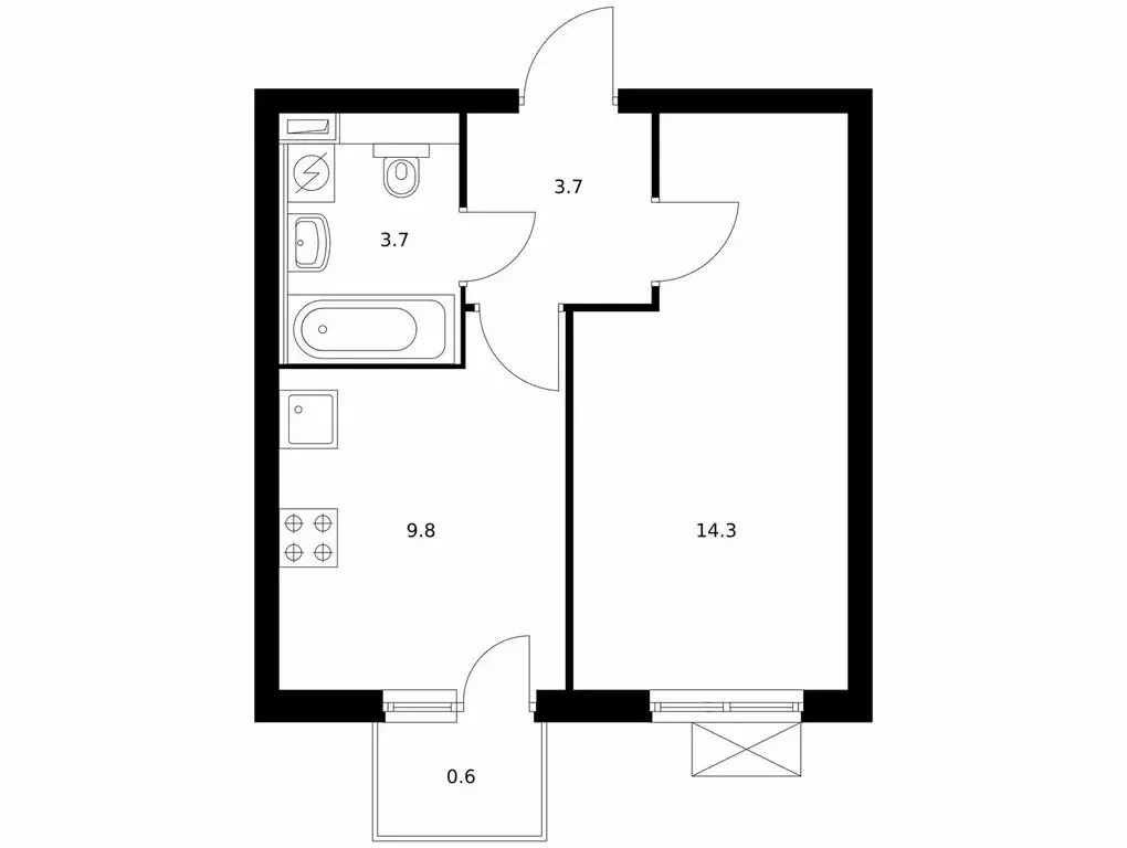 1-комнатная квартира: Котельники, микрорайон Парковый, 2к1 (32.1 м) - Фото 1