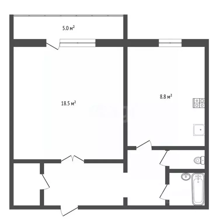 1-к кв. Челябинская область, Челябинск Кронштадтская ул., 20 (41.0 м) - Фото 2