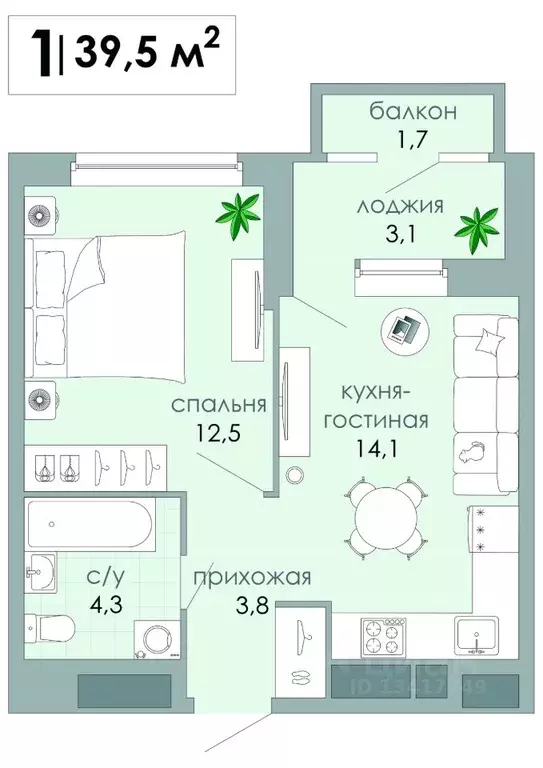 1-к кв. Тверская область, Тверь Южный мкр,  (39.5 м) - Фото 0
