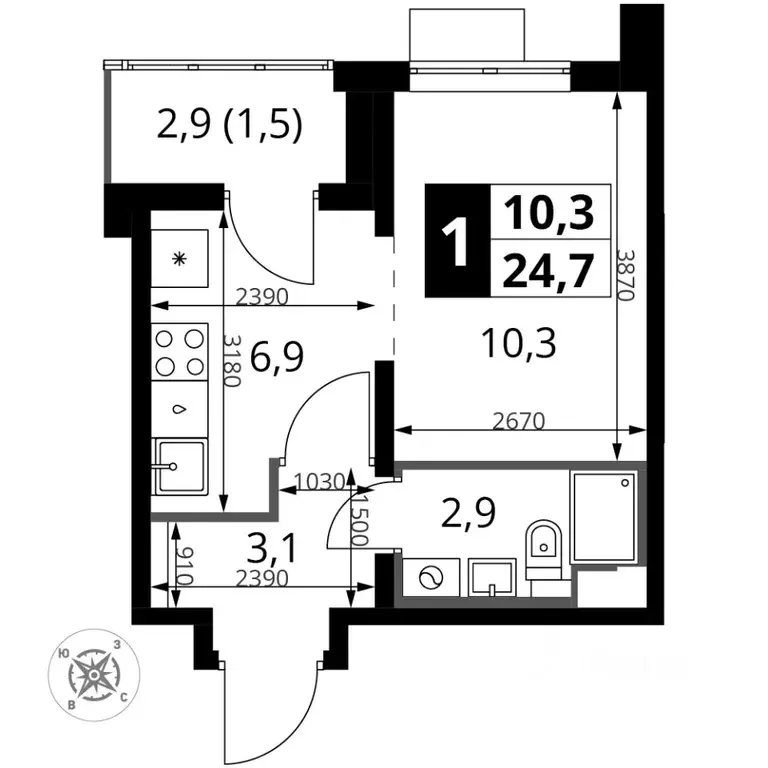 1-к кв. Московская область, Ленинский городской округ, пос. Битца ... - Фото 1