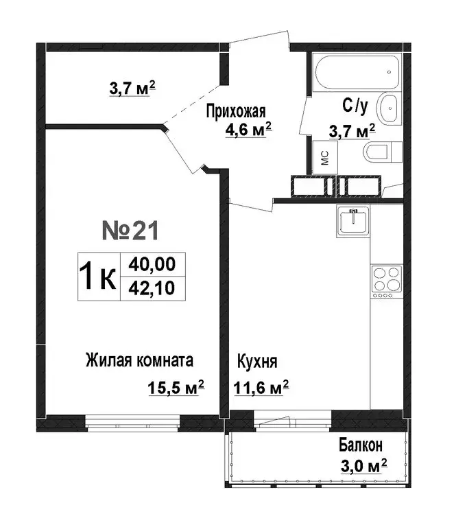 1-комнатная квартира: Нижний Новгород, жилой комплекс Торпедо (40 м) - Фото 0