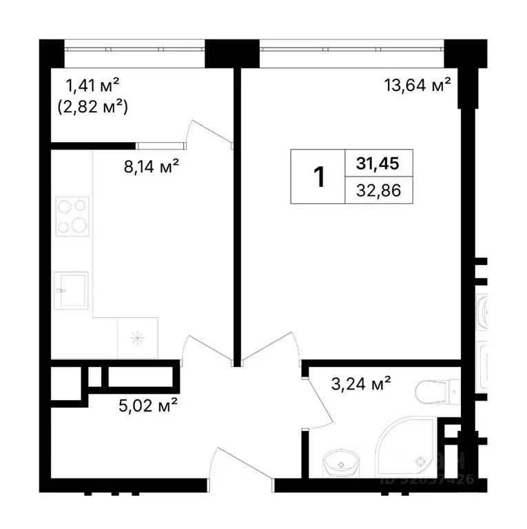 1-к кв. Крым, Щелкино Ленинский район, 2-й мкр,  (32.86 м) - Фото 1