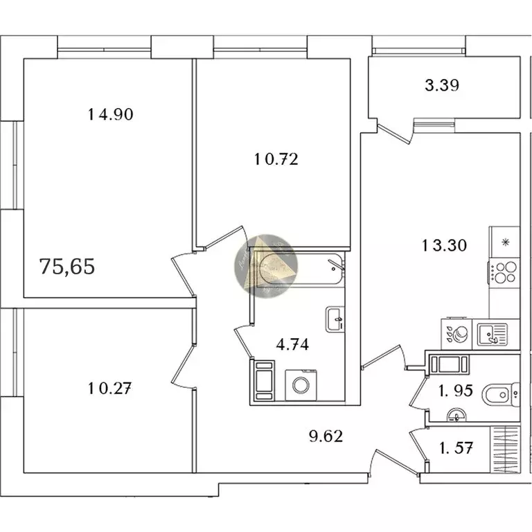 3-комнатная квартира: Санкт-Петербург, проспект Маршала Блюхера, 3к2 ... - Фото 1