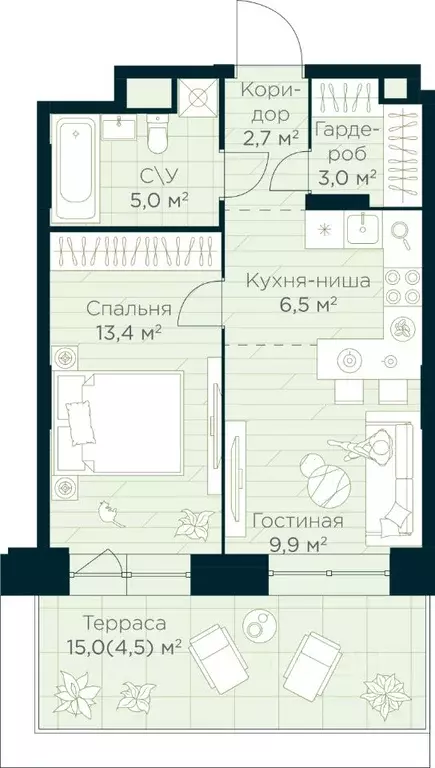 1-к кв. Башкортостан, Уфа Глумилино жилрайон, Урман Сити жилой ... - Фото 0