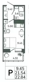 Квартира-студия: Новоселье, ЖК Загляденье (22.84 м) - Фото 0