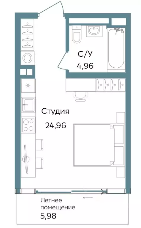 Студия Крым, Саки ул. Морская (35.9 м) - Фото 0
