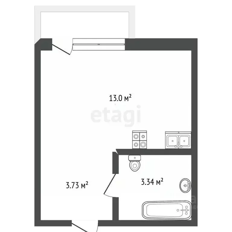 Студия Оренбургская область, Оренбург ул. Яицкая, 11 (23.9 м) - Фото 1