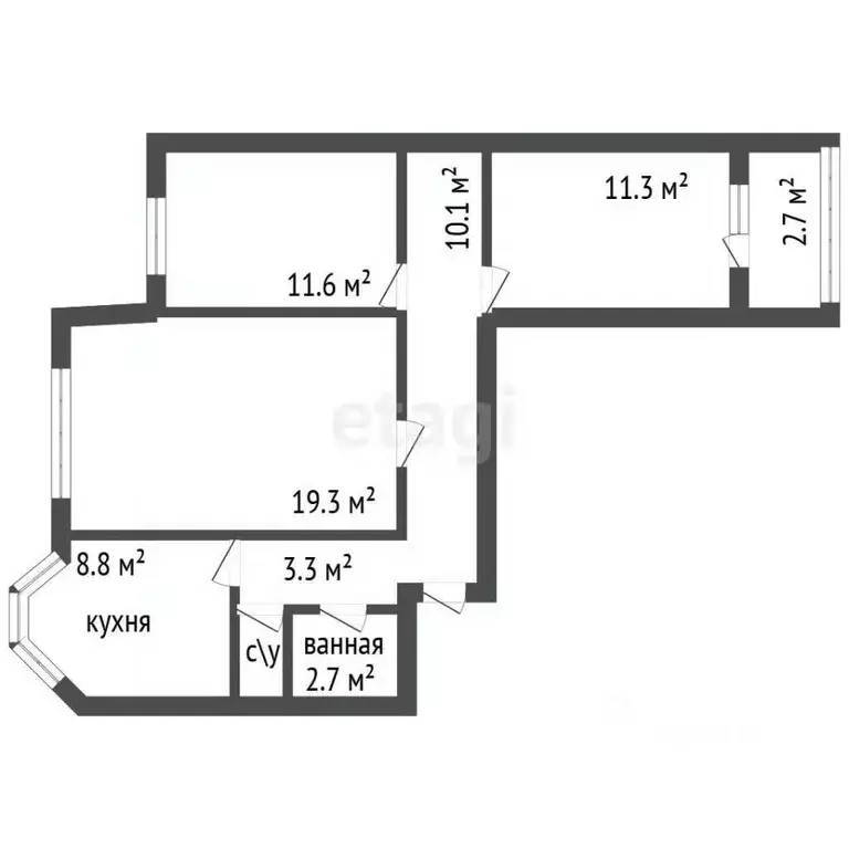 3-к кв. Воронежская область, Воронеж ул. Корольковой, 10к5 (69.6 м) - Фото 2