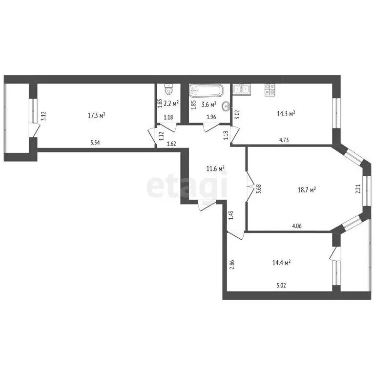 3-комнатная квартира: Абакан, улица Щетинкина, 70 (59 м) - Фото 1