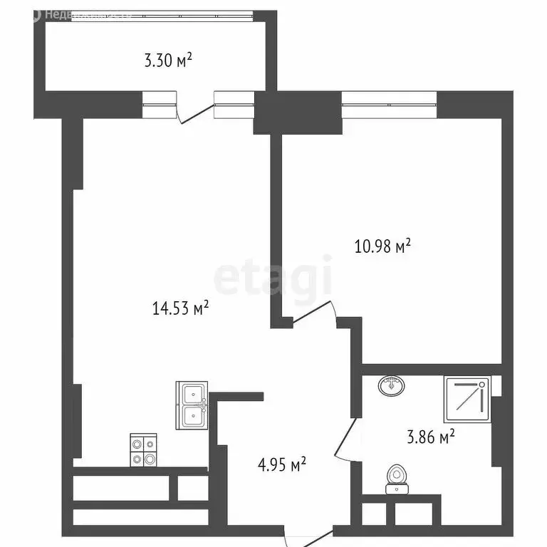 1-комнатная квартира: Тюмень, Краснооктябрьская улица, 16 (28.7 м) - Фото 0