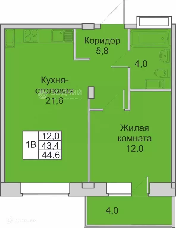 Продаётся 1-к квартира, 44.6 м - Фото 1