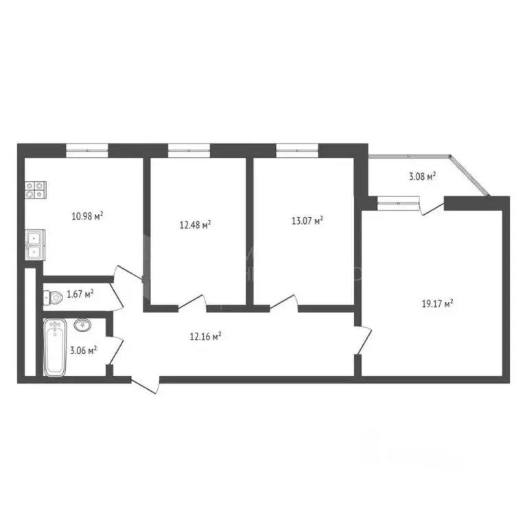 3-к кв. Тюменская область, Тюмень ул. Михаила Сперанского, 29 (72.59 ... - Фото 2