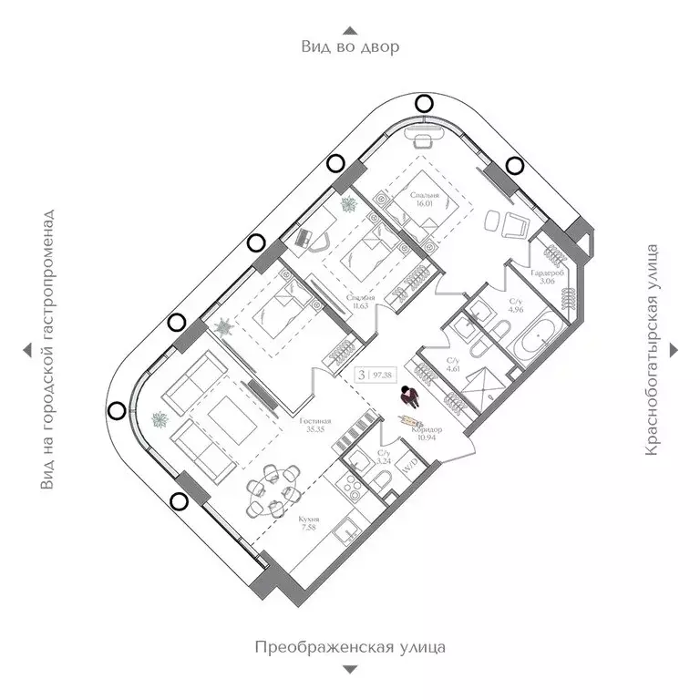 3-комнатная квартира: Москва, жилой комплекс Преображенская Площадь ... - Фото 1