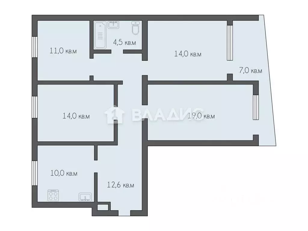 4-к кв. Рязанская область, Рязань ул. Стройкова, 49 (85.1 м) - Фото 1