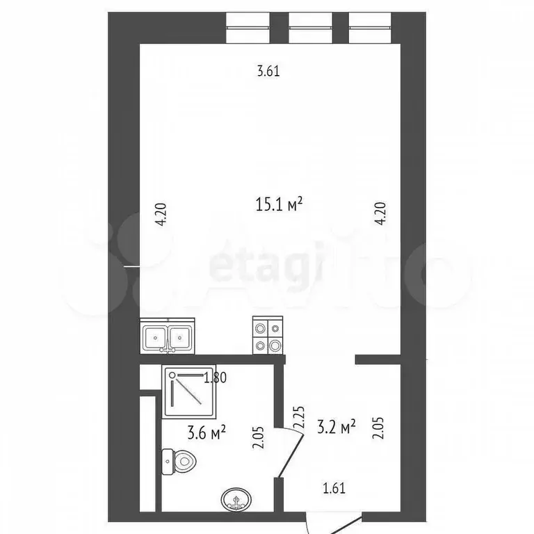 Квартира-студия, 22 м, 1/12 эт. - Фото 0