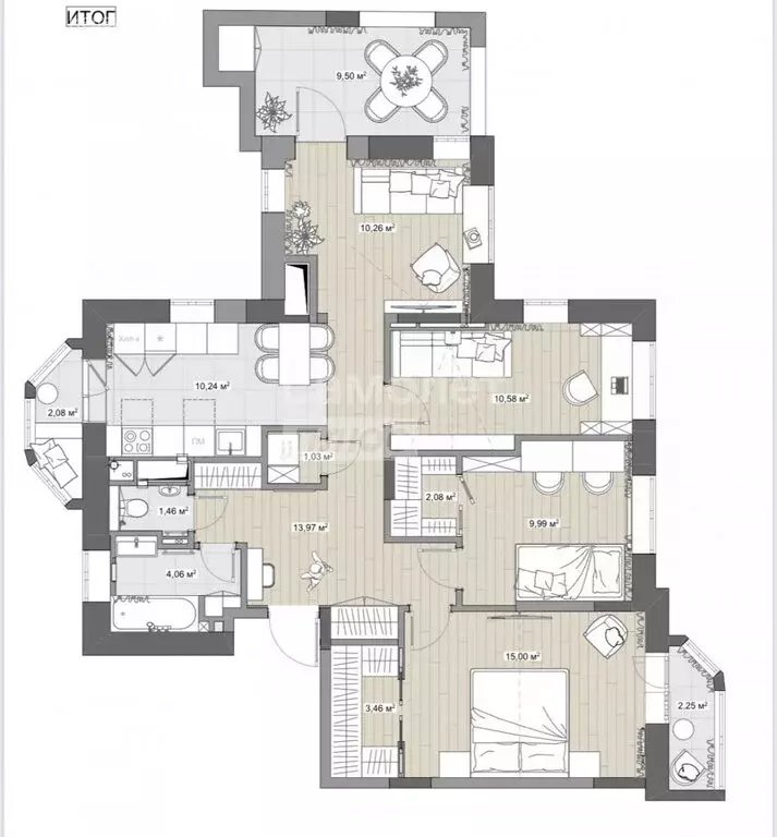 3-комнатная квартира: Сабурово, Заречная улица, 5 (82.5 м) - Фото 1
