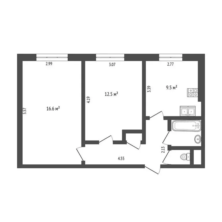 2-комнатная квартира: Новокузнецк, улица Батюшкова, 19 (48.9 м) - Фото 0