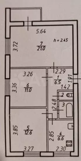 3-к. квартира, 64 м, 8/9 эт. - Фото 0